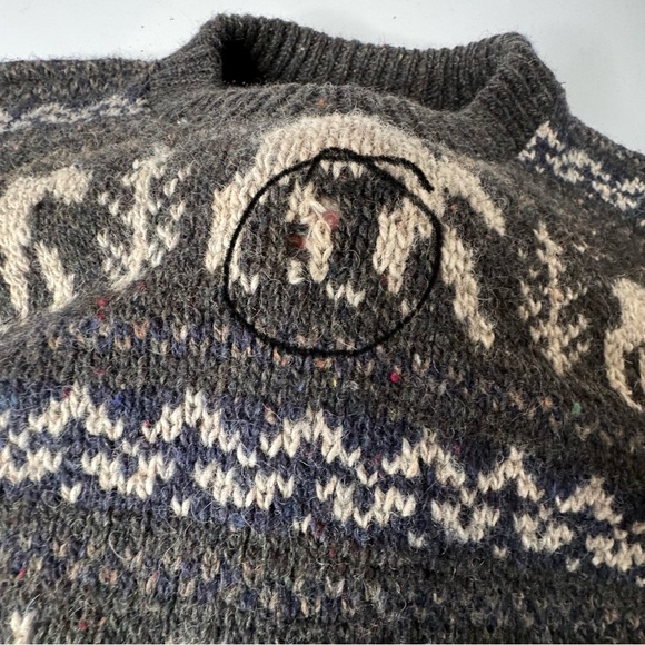 Vintage Eddie Bauer Rare Wool Blend Nordic Forest Moose Sweater Large Men’s - Picture 8 of 9